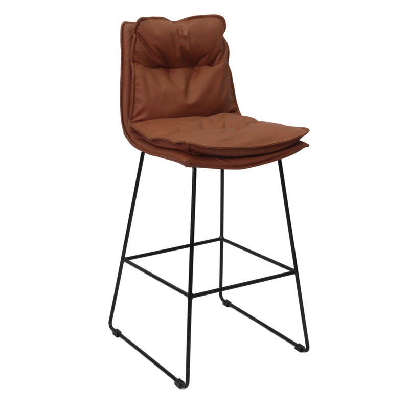 Scandinavian Metal Barstool Faux Leather Counter Stool With Iron Base