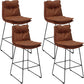 Scandinavian Metal Barstool Faux Leather Counter Stool With Iron Base