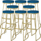 Glam Metal Barstool Fabric Counter Stool with Gold Base in Matte Finish