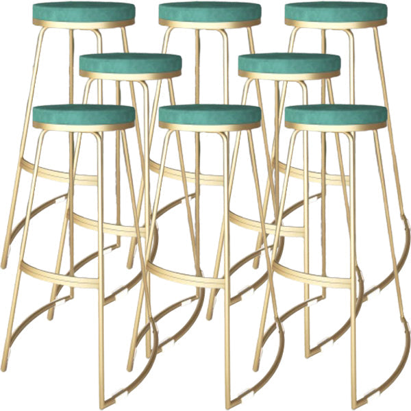 Glam Metal Barstool Fabric Counter Stool with Gold Base in Matte Finish