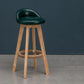 Scandinavian Wood Barstool Low Back Fabric Upholstered Counter Stool in Matte Finish