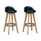Scandinavian Wood Barstool Low Back Fabric Upholstered Counter Stool in Matte Finish