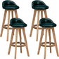 Scandinavian Wood Barstool Low Back Fabric Upholstered Counter Stool in Matte Finish