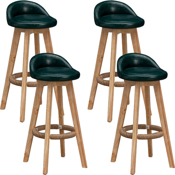 Scandinavian Wood Barstool Low Back Fabric Upholstered Counter Stool in Matte Finish