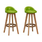 Scandinavian Wood Barstool Low Back Fabric Upholstered Counter Stool in Matte Finish