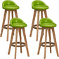 Scandinavian Wood Barstool Low Back Fabric Upholstered Counter Stool in Matte Finish
