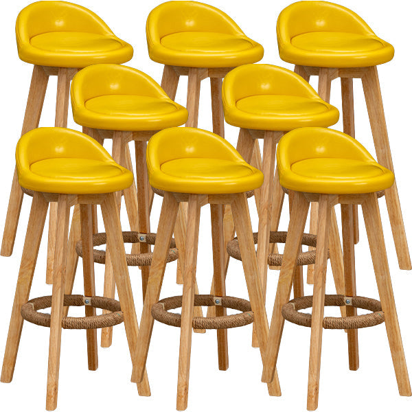 Scandinavian Wood Barstool Low Back Fabric Upholstered Counter Stool in Matte Finish