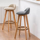 Scandinavian Wood Barstool Low Back Fabric Upholstered Counter Stool in Matte Finish