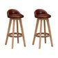 Scandinavian Wood Barstool Low Back Fabric Upholstered Counter Stool in Matte Finish