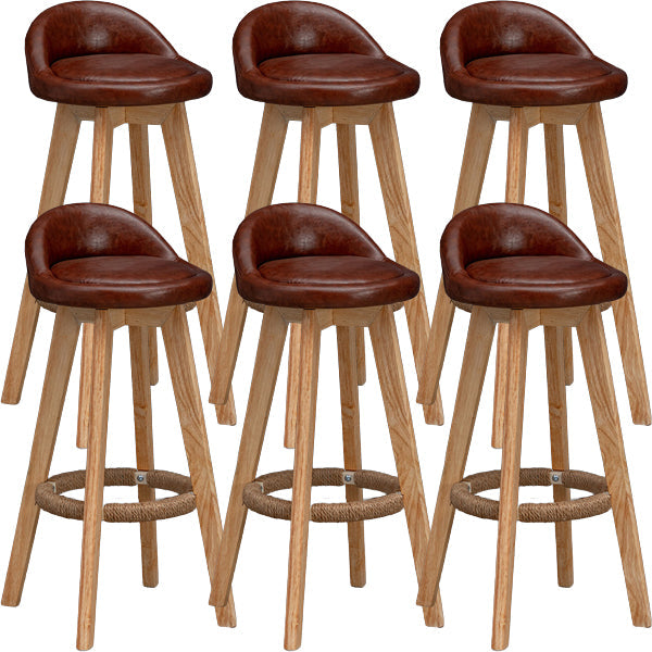 Scandinavian Wood Barstool Low Back Fabric Upholstered Counter Stool in Matte Finish