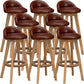 Scandinavian Wood Barstool Low Back Fabric Upholstered Counter Stool in Matte Finish