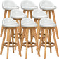 Scandinavian Wood Barstool Low Back Fabric Upholstered Counter Stool in Matte Finish
