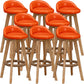 Scandinavian Wood Barstool Low Back Fabric Upholstered Counter Stool in Matte Finish