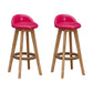 Scandinavian Wood Barstool Low Back Fabric Upholstered Counter Stool in Matte Finish