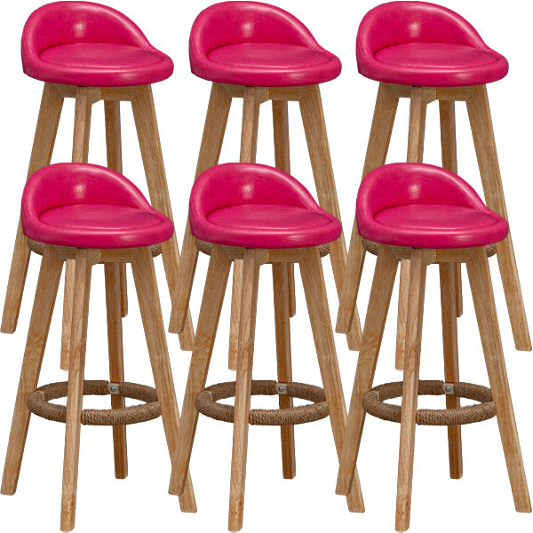 Scandinavian Wood Barstool Low Back Fabric Upholstered Counter Stool in Matte Finish