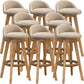 Scandinavian Wood Barstool Low Back Fabric Upholstered Counter Stool in Matte Finish