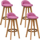 Scandinavian Wood Barstool Low Back Fabric Upholstered Counter Stool in Matte Finish