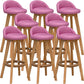 Scandinavian Wood Barstool Low Back Fabric Upholstered Counter Stool in Matte Finish