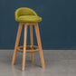 Scandinavian Wood Barstool Low Back Fabric Upholstered Counter Stool in Matte Finish