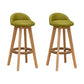 Scandinavian Wood Barstool Low Back Fabric Upholstered Counter Stool in Matte Finish