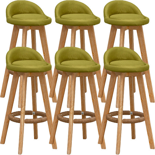 Scandinavian Wood Barstool Low Back Fabric Upholstered Counter Stool in Matte Finish