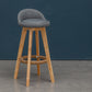 Scandinavian Wood Barstool Low Back Fabric Upholstered Counter Stool in Matte Finish