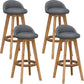 Scandinavian Wood Barstool Low Back Fabric Upholstered Counter Stool in Matte Finish