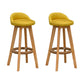 Scandinavian Wood Barstool Low Back Fabric Upholstered Counter Stool in Matte Finish