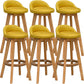 Scandinavian Wood Barstool Low Back Fabric Upholstered Counter Stool in Matte Finish