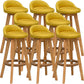 Scandinavian Wood Barstool Low Back Fabric Upholstered Counter Stool in Matte Finish