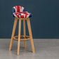 Scandinavian Wood Barstool Low Back Fabric Upholstered Counter Stool in Matte Finish