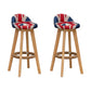 Scandinavian Wood Barstool Low Back Fabric Upholstered Counter Stool in Matte Finish