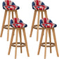 Scandinavian Wood Barstool Low Back Fabric Upholstered Counter Stool in Matte Finish