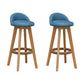 Scandinavian Wood Barstool Low Back Fabric Upholstered Counter Stool in Matte Finish