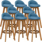 Scandinavian Wood Barstool Low Back Fabric Upholstered Counter Stool in Matte Finish
