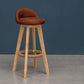 Scandinavian Wood Barstool Low Back Fabric Upholstered Counter Stool in Matte Finish