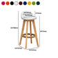 Scandinavian Wood Barstool Low Back Fabric Upholstered Counter Stool in Matte Finish