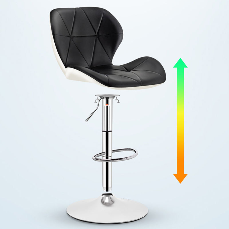 Scandinavian Metal Barstool Low Back PU Leather Furniture in Matte Finish for Indoor