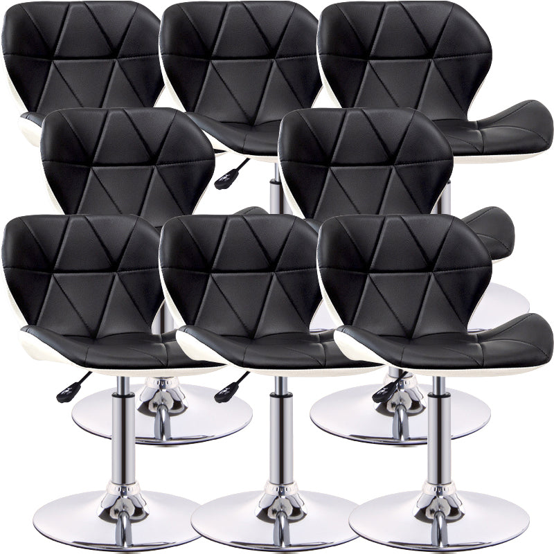 Scandinavian Metal Barstool Low Back PU Leather Furniture in Matte Finish for Indoor