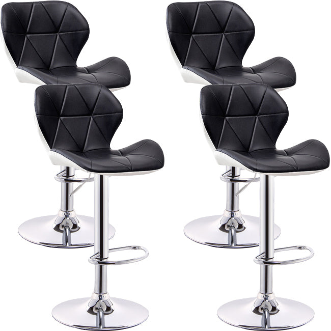 Scandinavian Metal Barstool Low Back PU Leather Furniture in Matte Finish for Indoor