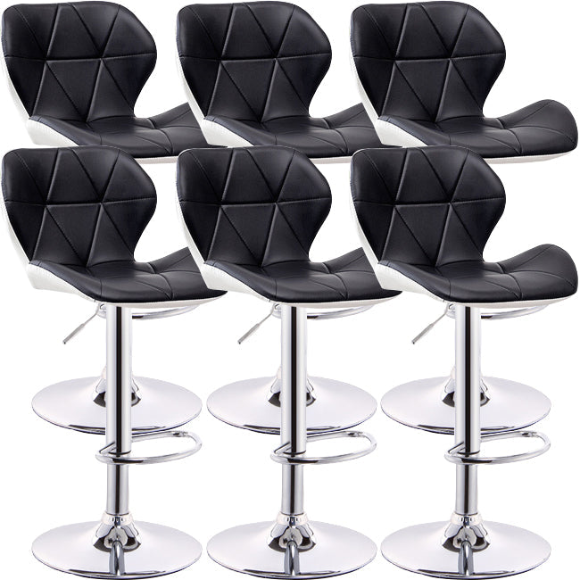 Scandinavian Metal Barstool Low Back PU Leather Furniture in Matte Finish for Indoor