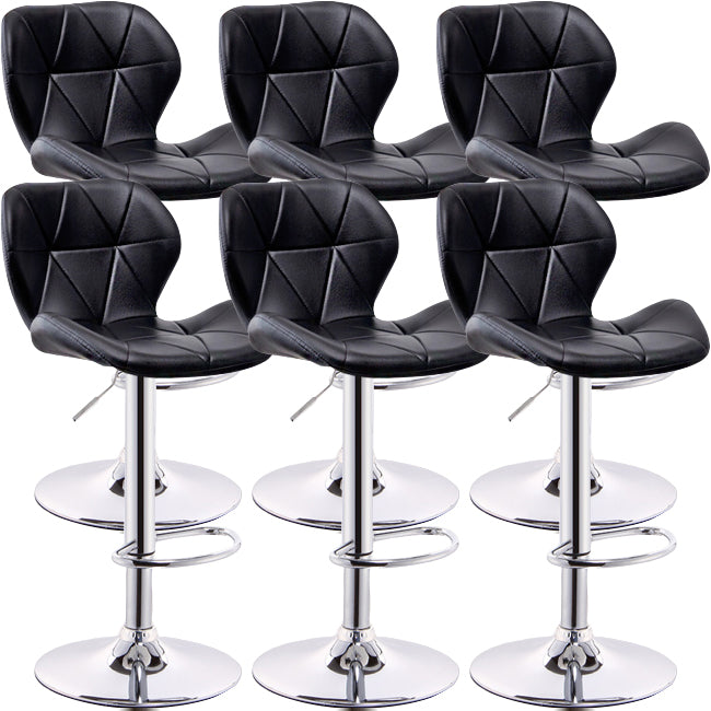 Scandinavian Metal Barstool Low Back PU Leather Furniture in Matte Finish for Indoor