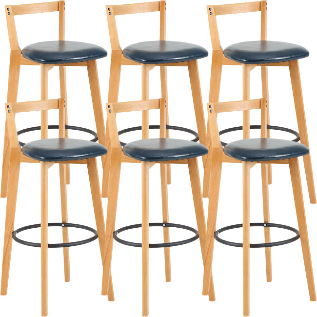Scandinavian Wood Counter Stool Kitchen Furniture in Matte Finish Dark Blue 6 Piece Set Clearhalo 'Bar Furniture' 'Bar Stools' 'bar_stools' 'furn' 'furn_bar_stools' 'Furniture' 'Kitchen & Dining Furniture' 5946968