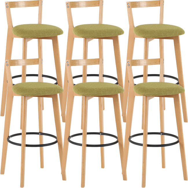 Scandinavian Wood Counter Stool Kitchen Furniture in Matte Finish Green 6 Piece Set Clearhalo 'Bar Furniture' 'Bar Stools' 'bar_stools' 'furn' 'furn_bar_stools' 'Furniture' 'Kitchen & Dining Furniture' 5946975