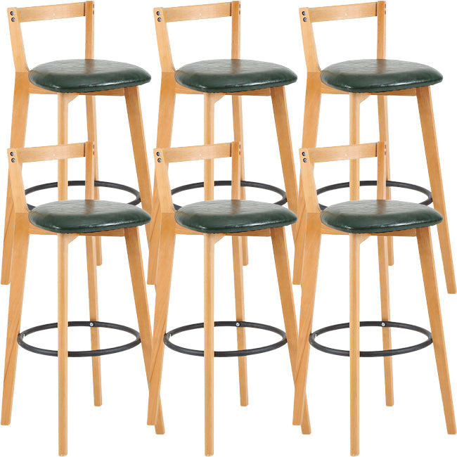 Scandinavian Wood Counter Stool Kitchen Furniture in Matte Finish Blackish Green 6 Piece Set Clearhalo 'Bar Furniture' 'Bar Stools' 'bar_stools' 'furn' 'furn_bar_stools' 'Furniture' 'Kitchen & Dining Furniture' 5946980
