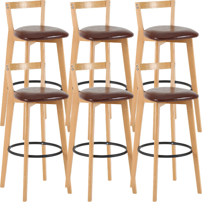 Scandinavian Wood Counter Stool Kitchen Furniture in Matte Finish Brown 6 Piece Set Clearhalo 'Bar Furniture' 'Bar Stools' 'bar_stools' 'furn' 'furn_bar_stools' 'Furniture' 'Kitchen & Dining Furniture' 5946985