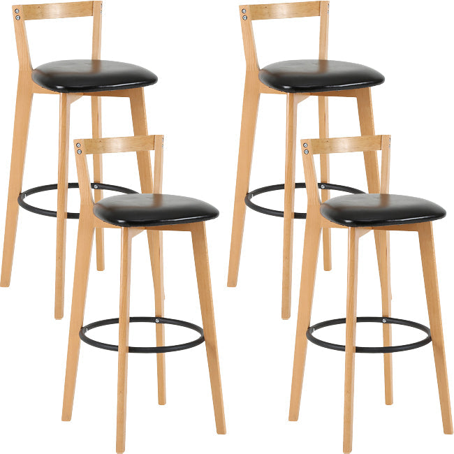 Scandinavian Wood Counter Stool Kitchen Furniture in Matte Finish Black 4 Piece Set Clearhalo 'Bar Furniture' 'Bar Stools' 'bar_stools' 'furn' 'furn_bar_stools' 'Furniture' 'Kitchen & Dining Furniture' 5946989