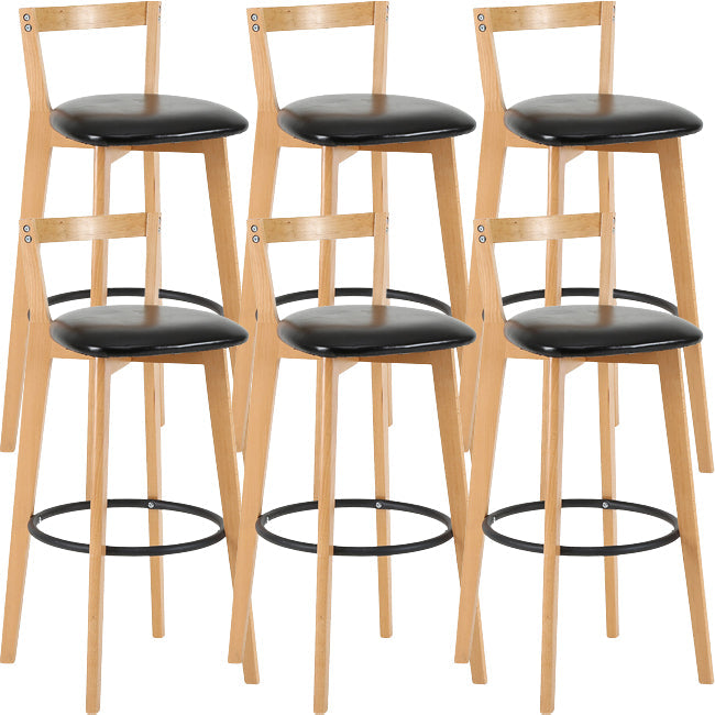Scandinavian Wood Counter Stool Kitchen Furniture in Matte Finish Black 6 Piece Set Clearhalo 'Bar Furniture' 'Bar Stools' 'bar_stools' 'furn' 'furn_bar_stools' 'Furniture' 'Kitchen & Dining Furniture' 5946990