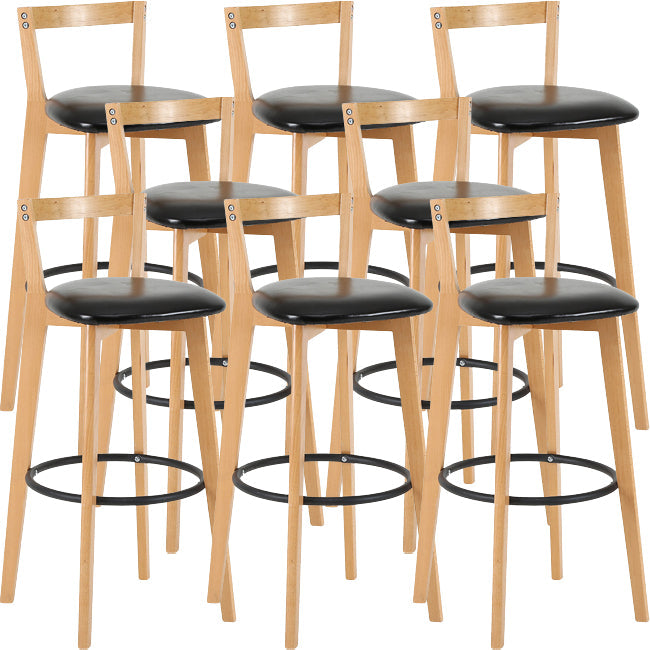 Scandinavian Wood Counter Stool Kitchen Furniture in Matte Finish Black 8 Piece Set Clearhalo 'Bar Furniture' 'Bar Stools' 'bar_stools' 'furn' 'furn_bar_stools' 'Furniture' 'Kitchen & Dining Furniture' 5946991