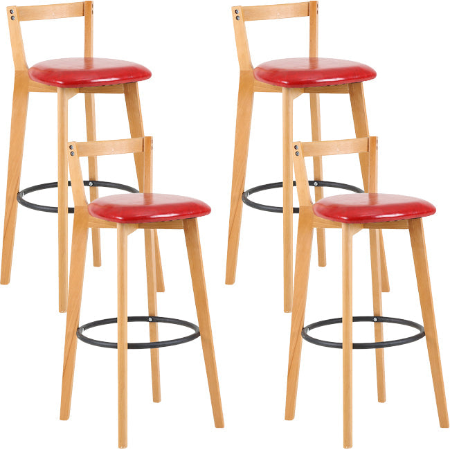 Scandinavian Wood Counter Stool Kitchen Furniture in Matte Finish Red 4 Piece Set Clearhalo 'Bar Furniture' 'Bar Stools' 'bar_stools' 'furn' 'furn_bar_stools' 'Furniture' 'Kitchen & Dining Furniture' 5946994
